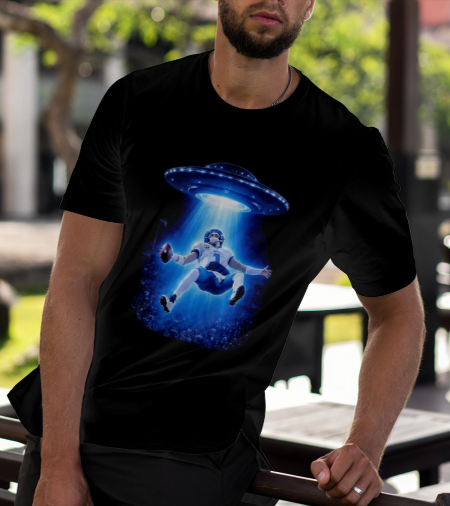 Jalen Hurts Memes UFO Abduction Football Player Beam Fantasy T-Shirt