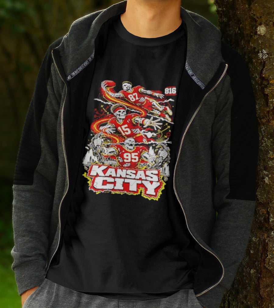 Kansas City Chiefs Skeleton Players Halloween 87 95 15 816 T-Shirt