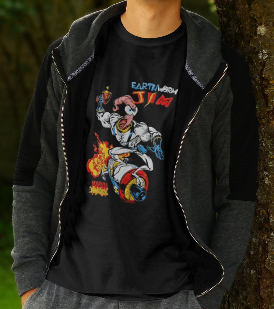 Earthworm Jim Marvel Absurd Dynamic Action Scene T-Shirt