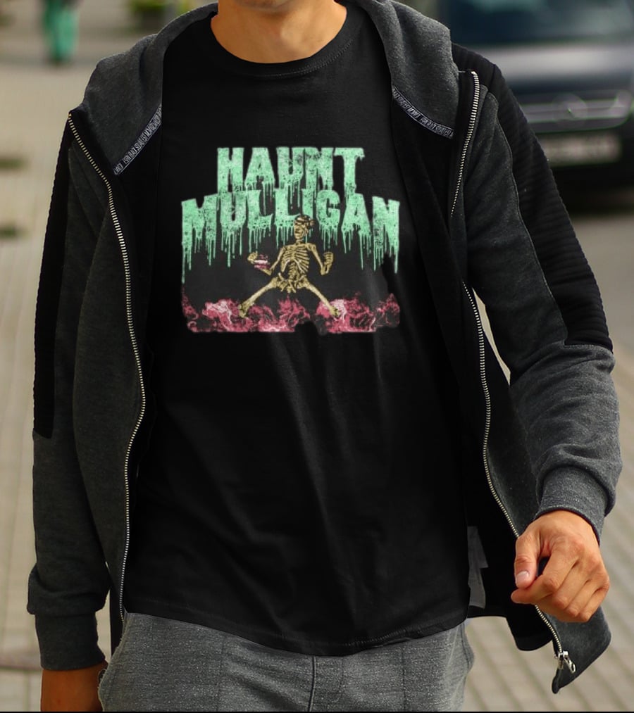 Halloween Skeleton Hot Mulligan Dripping Text Pink Smoke T-Shirt
