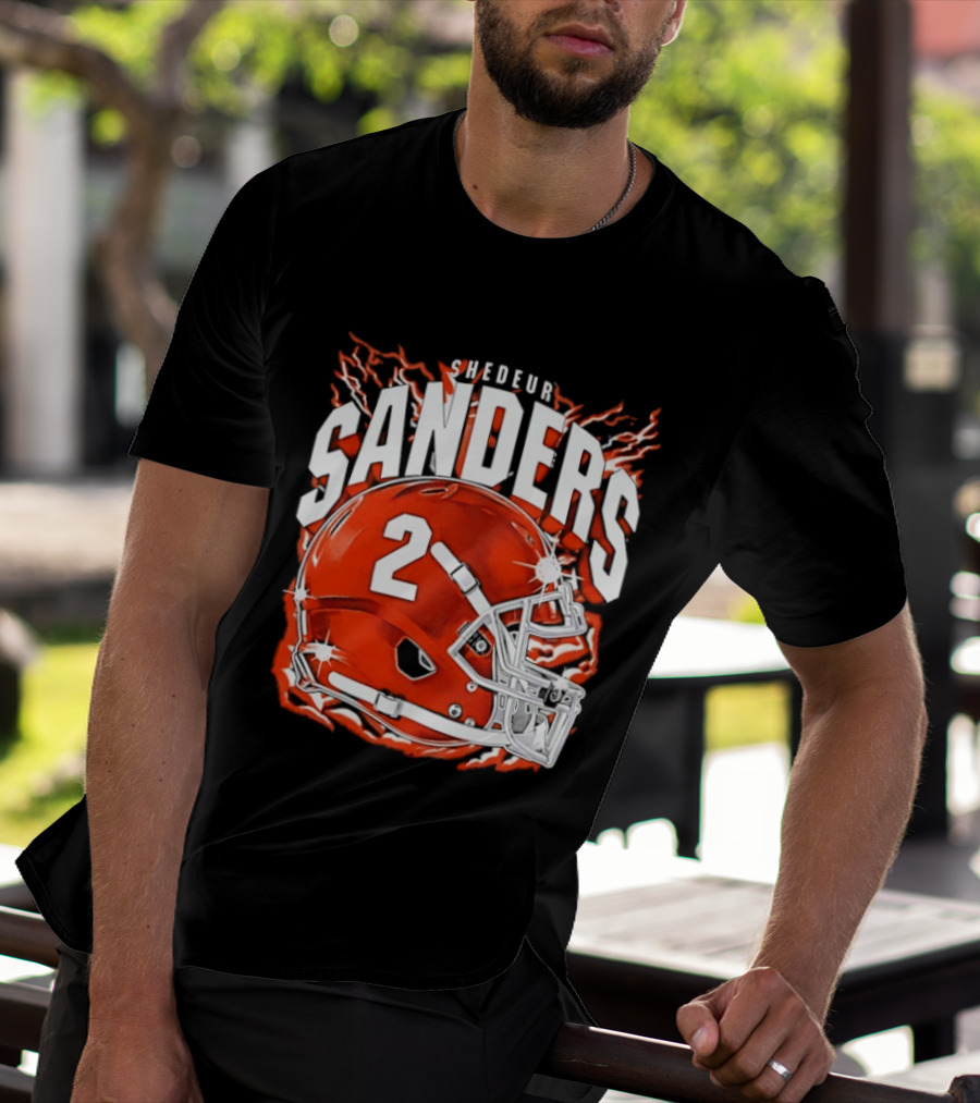 Shedeur Sanders Number 2 Cleveland Browns Helmet T-Shirt