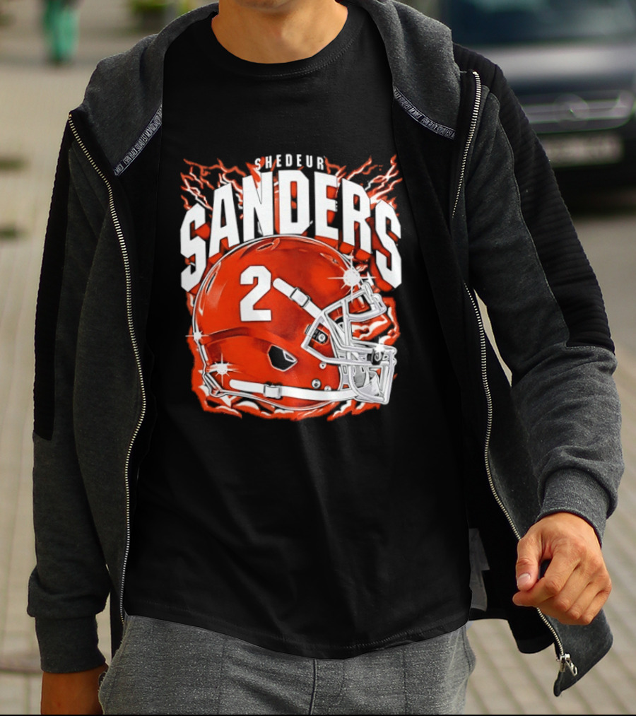 Shedeur Sanders Number 2 Cleveland Browns Helmet T-Shirt