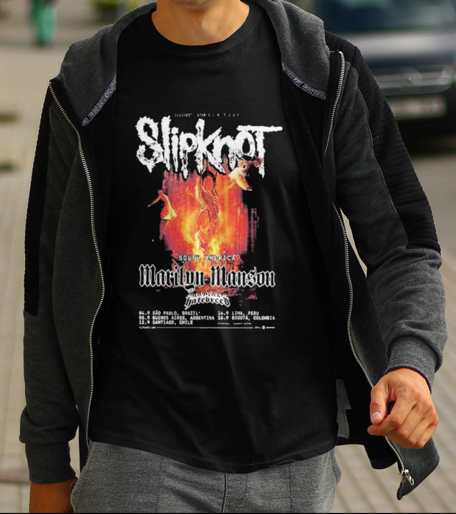 Slipknot South America The Sic Est Stadium Tour 2027 Marilyn Manson Hatebreed September 4 To 16 Dates And Locations T-Shirt