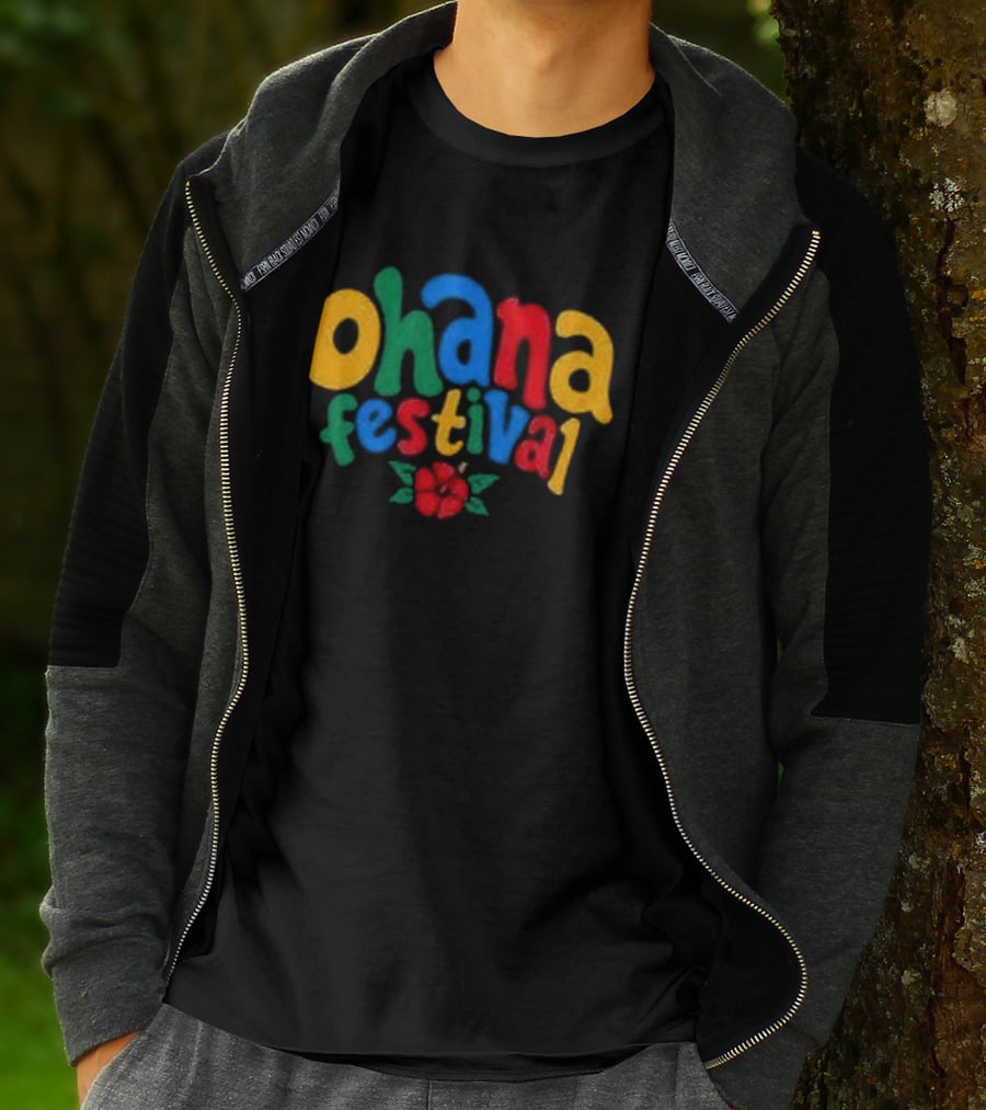 Ohana Festival Colorful Text With Flower T-Shirt