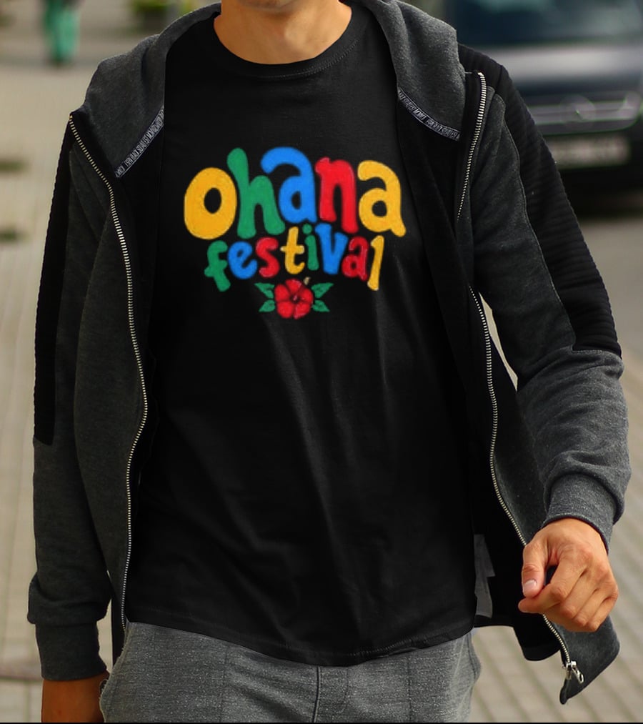 Ohana Festival Colorful Text With Flower T-Shirt