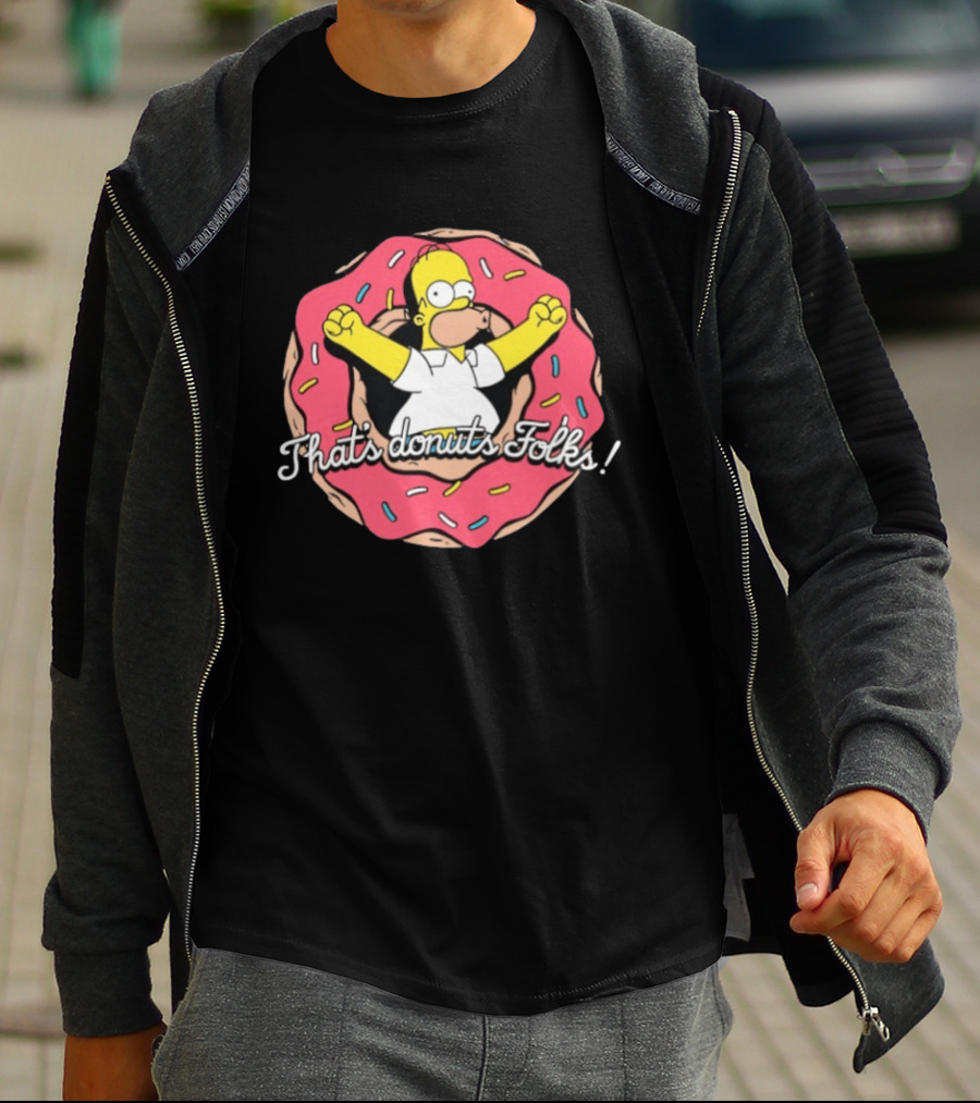 The Simpsons Looney Tunes Homer Simpson That's Donuts Folks Collaboration T-Shirt