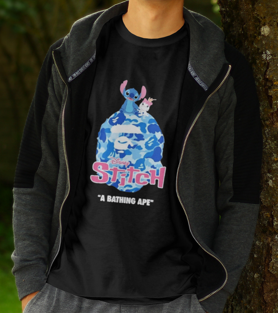 Disney Stitch A Bathing Ape Bape Camo Collaboration 2026 T-Shirt