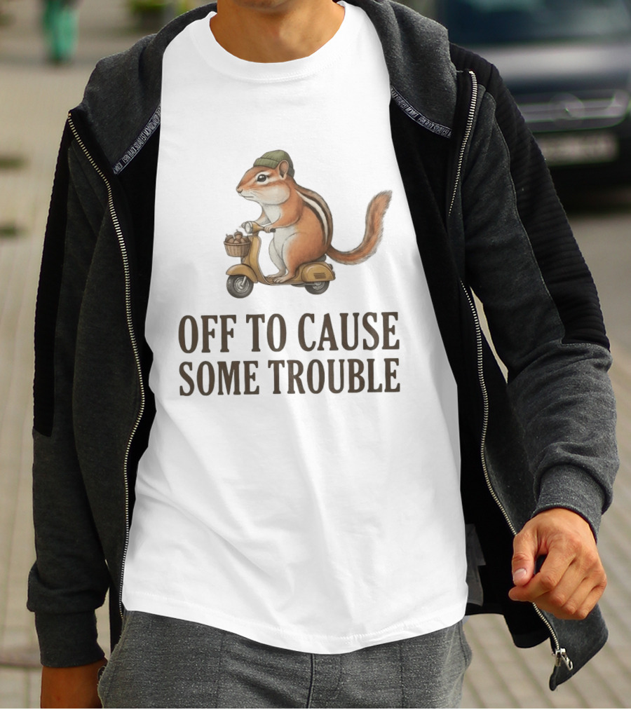 Chipmunk Riding A Scooter Off To Cause Some Trouble T-Shirt