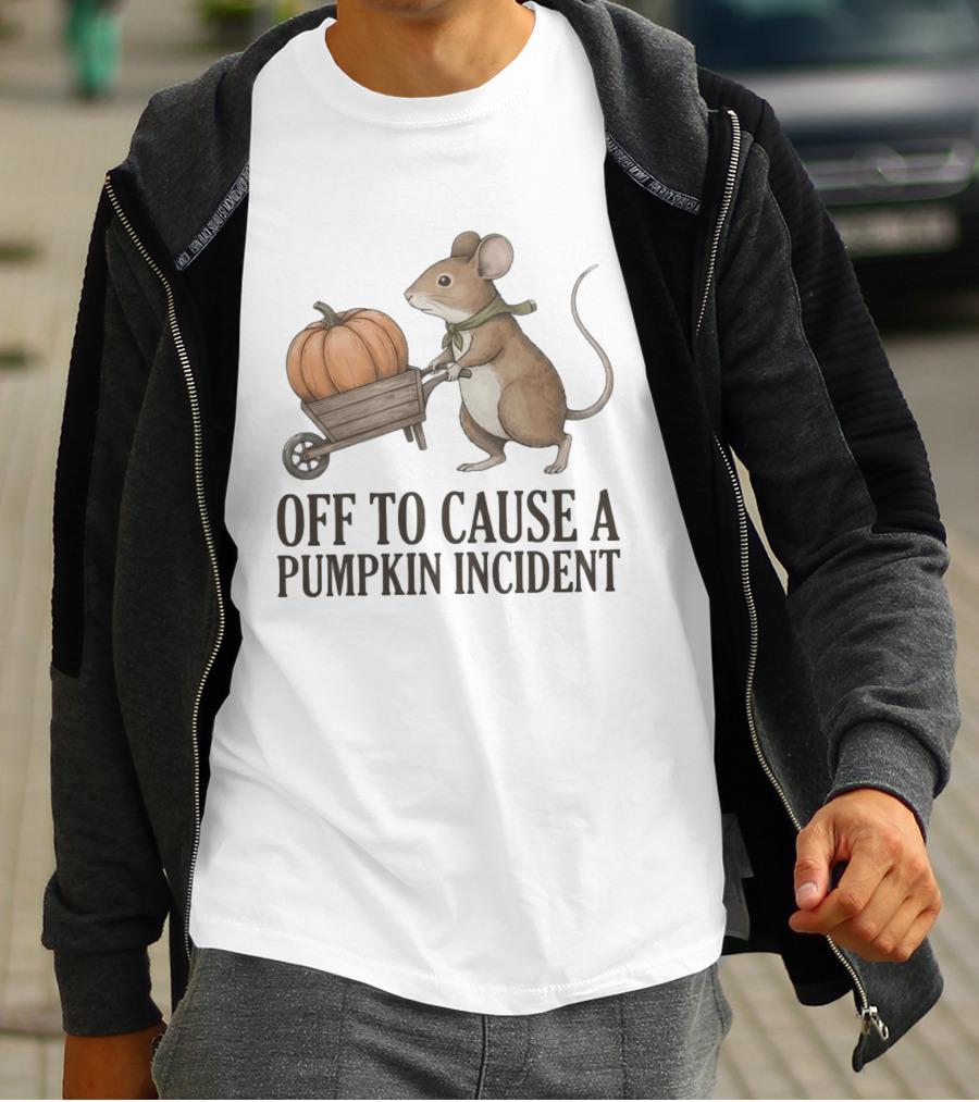 Off To Cause A Pumpkin Incident Mouse Autumn T-Shirt