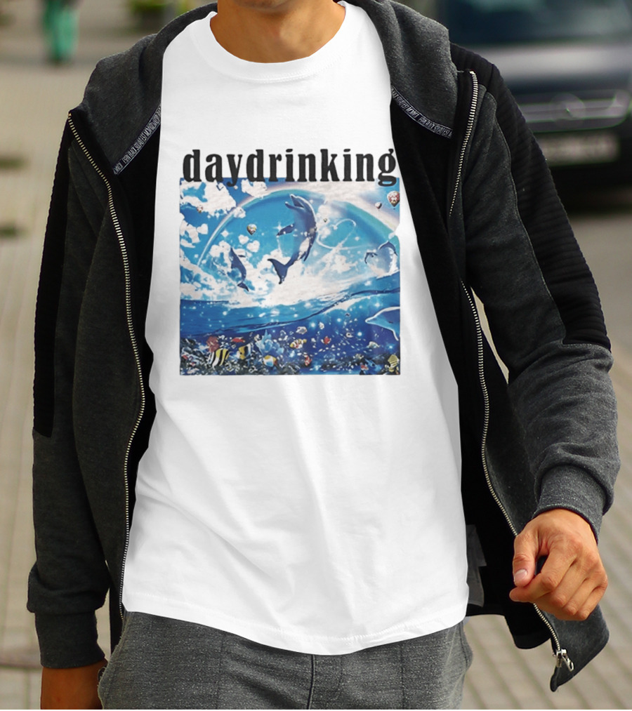 Daydrinking Ocean Dolphins Rainbow And Sea Life Adventure T-Shirt