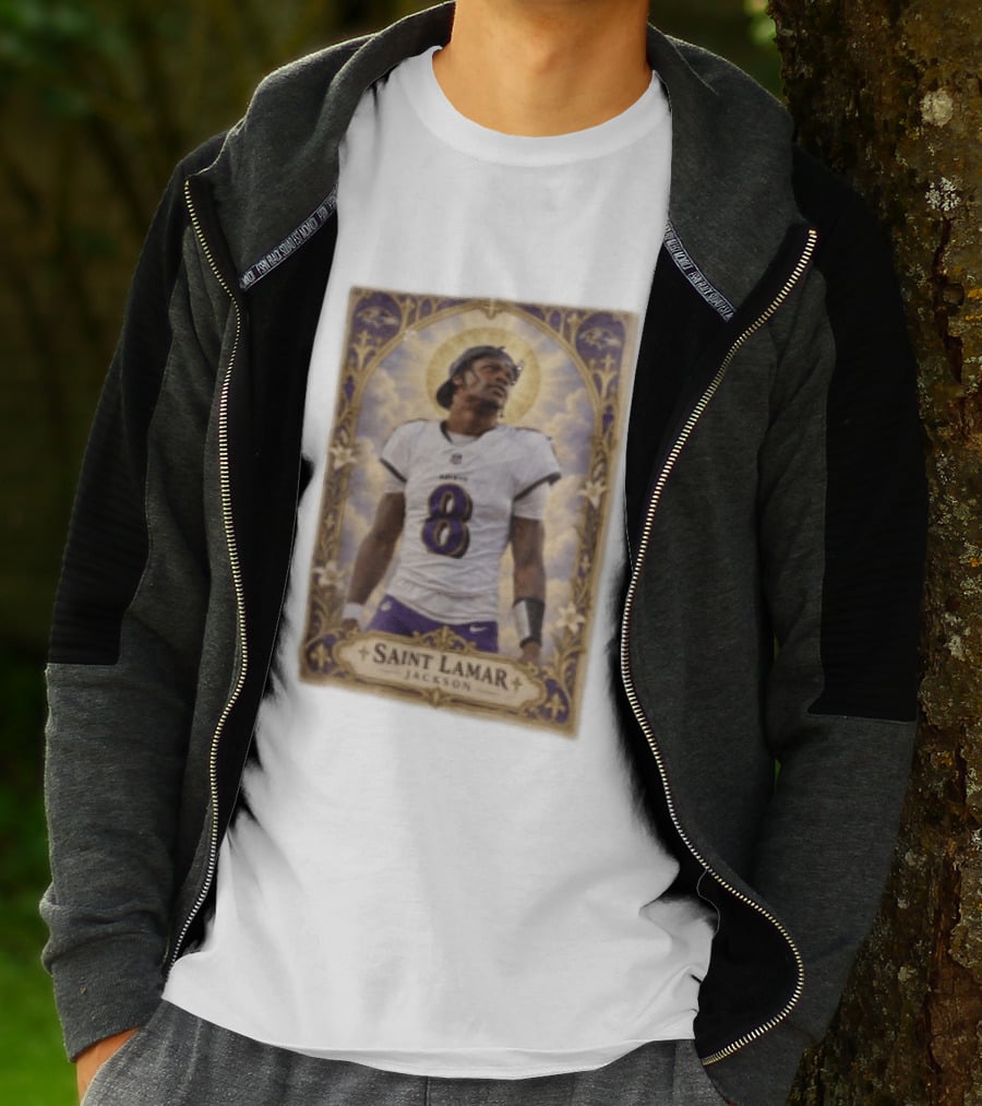 Saint Lamar Jackson Baltimore Ravens 8 Football Jersey Halo T-Shirt
