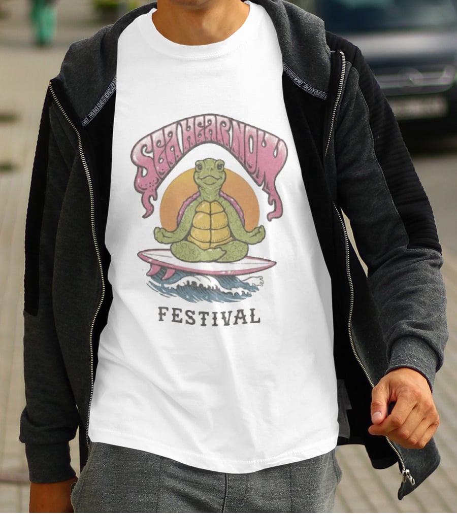 Sea Hear Now Festival September 19 & 20 2026 Asbury Park New Jersey Turtle Surfing Waves T-Shirt
