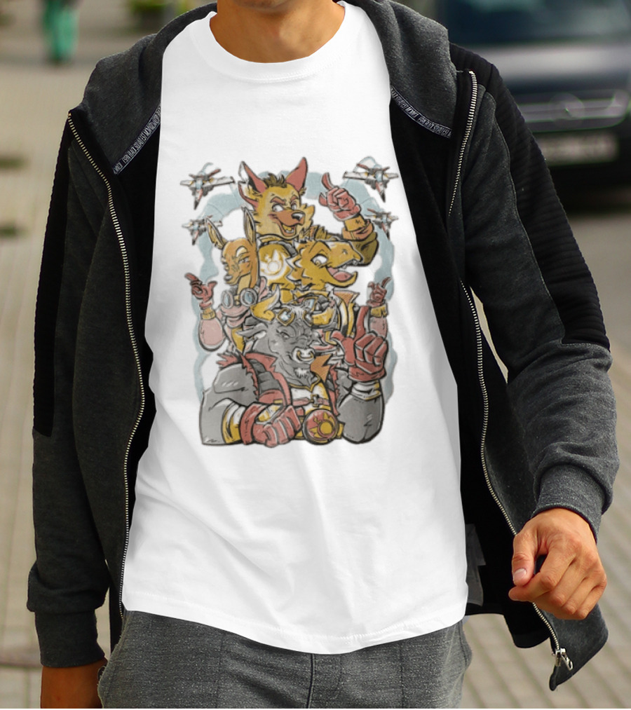 Star Fox Team Characters Thumbs Up Fighter Jets Gaming Adventure T-Shirt