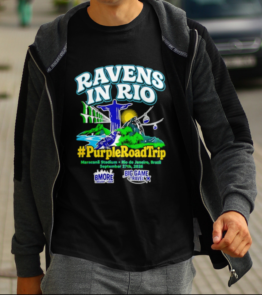Ravens In Rio #PurpleRoadTrip Maracana Stadium September 27th 2026 T-Shirt