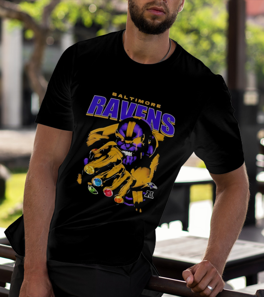 Baltimore Ravens Thanos Gauntlet Infinity Stones AFC T-Shirt