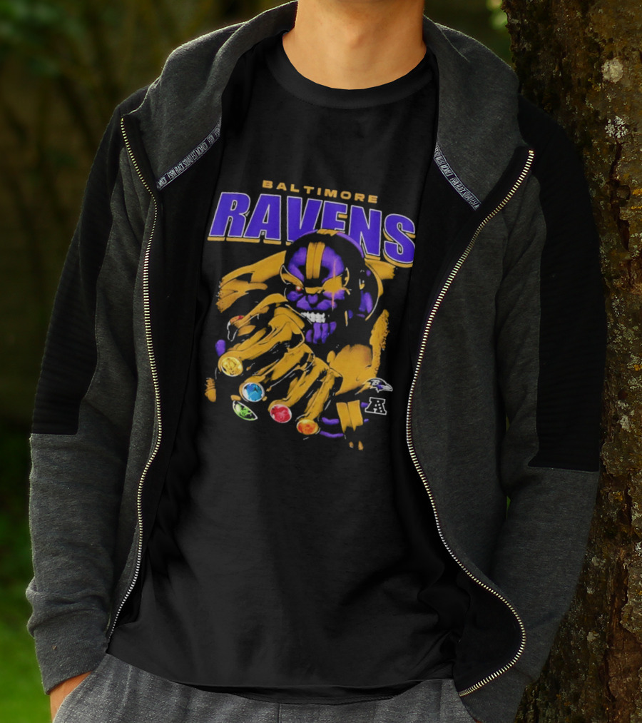 Baltimore Ravens Thanos Gauntlet Infinity Stones AFC T-Shirt
