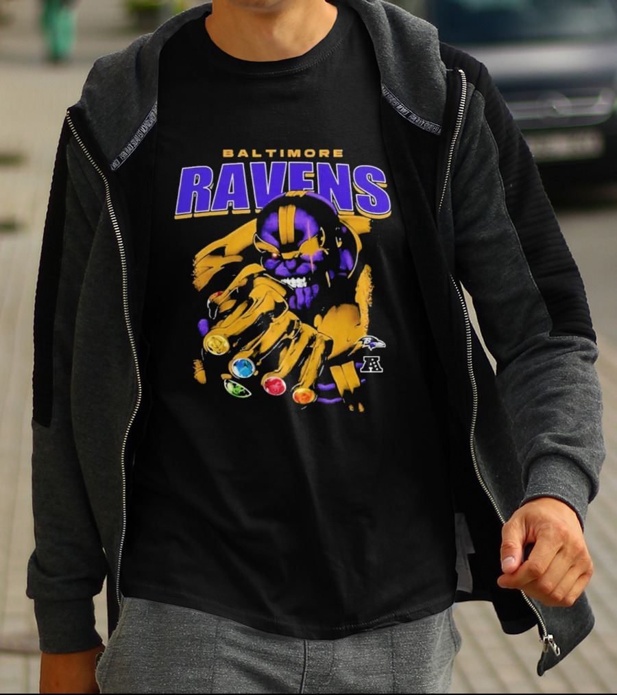 Baltimore Ravens Thanos Gauntlet Infinity Stones AFC T-Shirt
