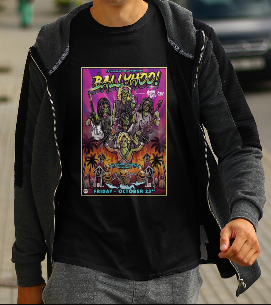 Ballyhoo! 19th Annual Hooloween Bash Recher Towson Friday October 23rd 2026 Halloween Skeleton Zombies T-Shirt