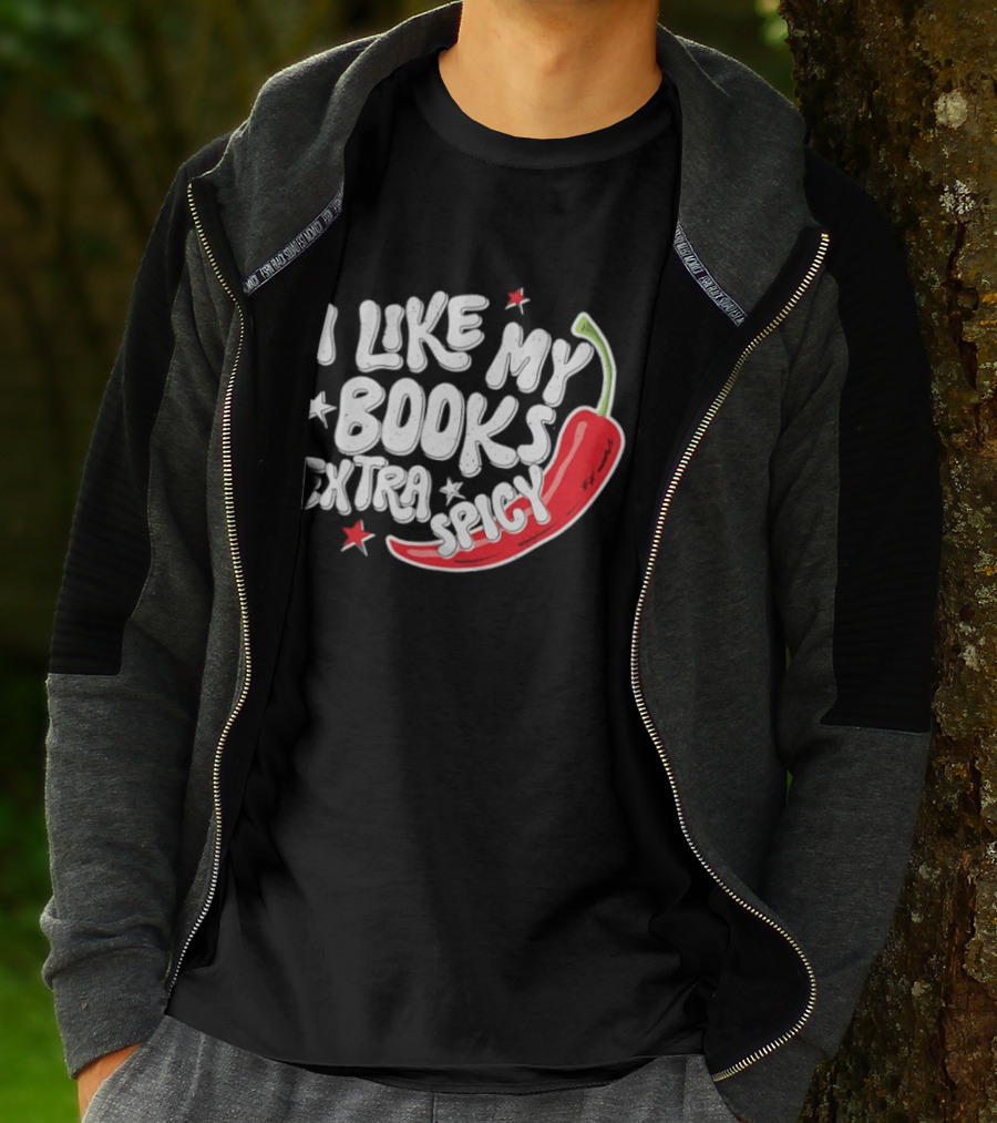 I Like My Books Extra Spicy Pepper Stars T-Shirt