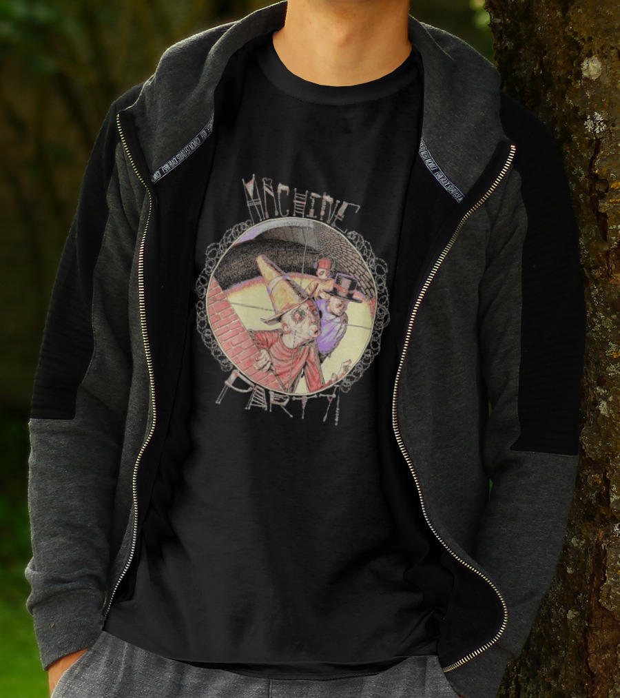 Machine Party Heads Up Comic Style Characters Retro Scene T-Shirt