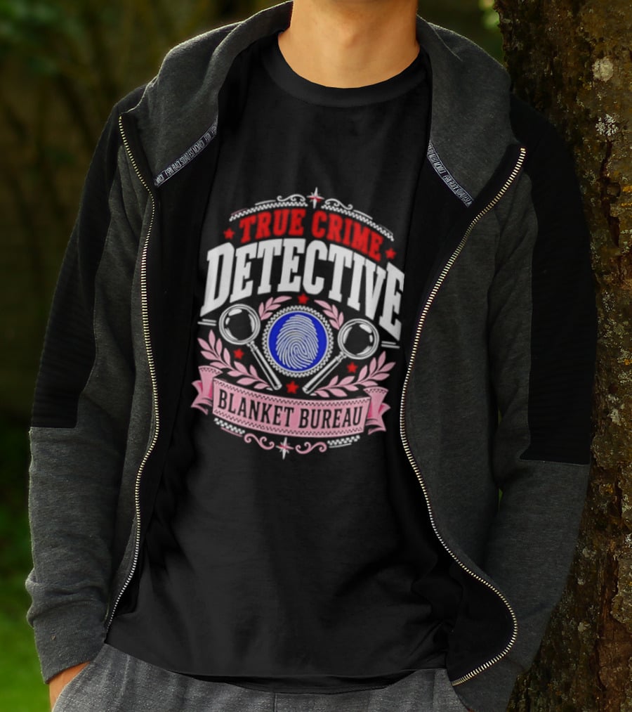 True Crime Detective Blanket Bureau Badge Fingerprint Investigation T-Shirt