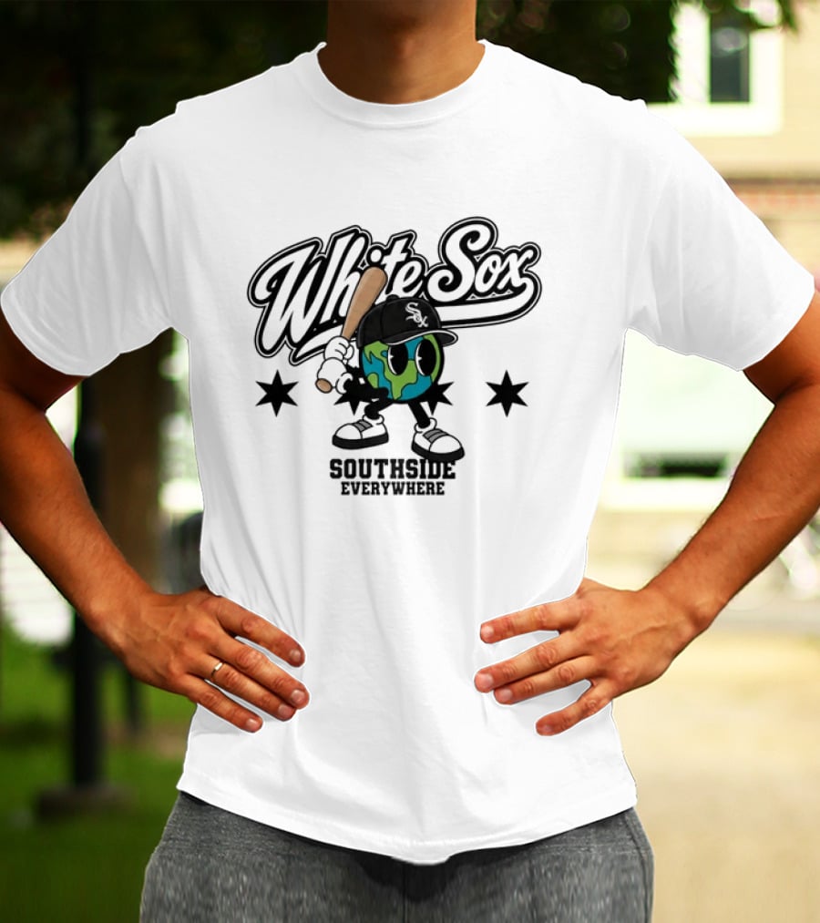 White Sox Southside Everywhere 2026 Baseball Player Earth T-Shirt