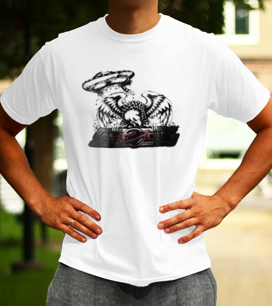 Eagle Spreading Wings With UFO Above T-Shirt