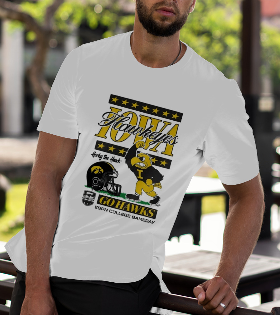 Iowa Hawkeyes Herky The Hawk Go Hawks ESPN College Gameday T-Shirt