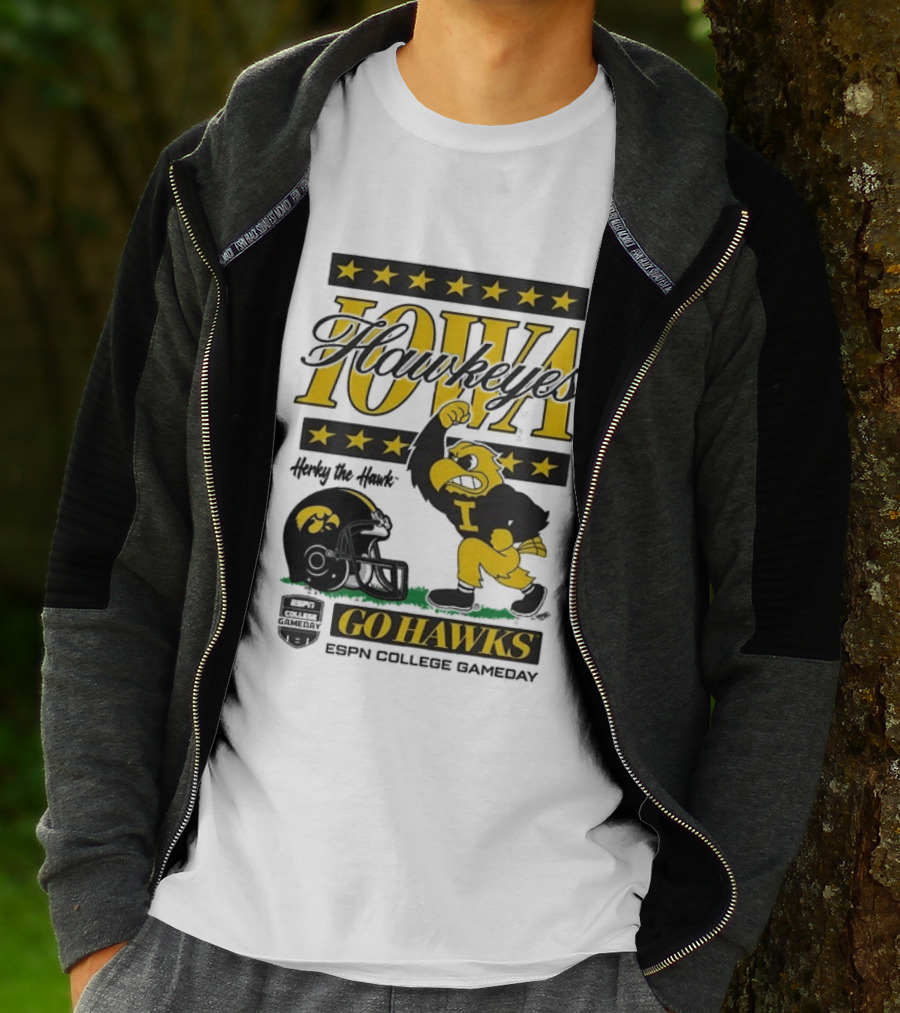 Iowa Hawkeyes Herky The Hawk Go Hawks ESPN College Gameday T-Shirt