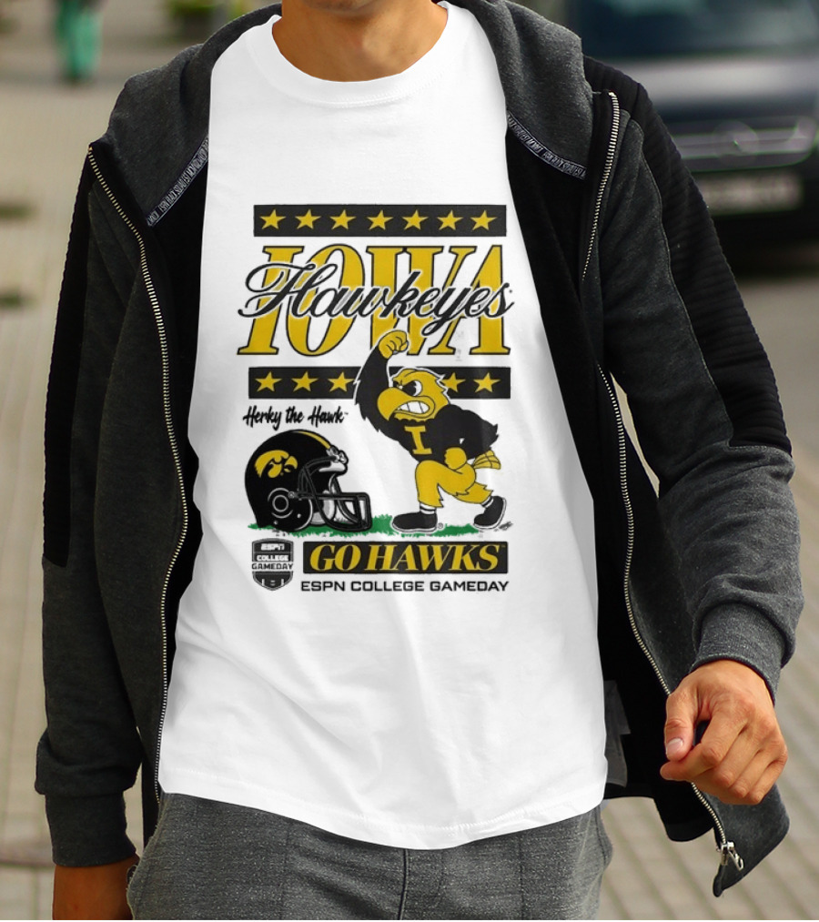 Iowa Hawkeyes Herky The Hawk Go Hawks ESPN College Gameday T-Shirt
