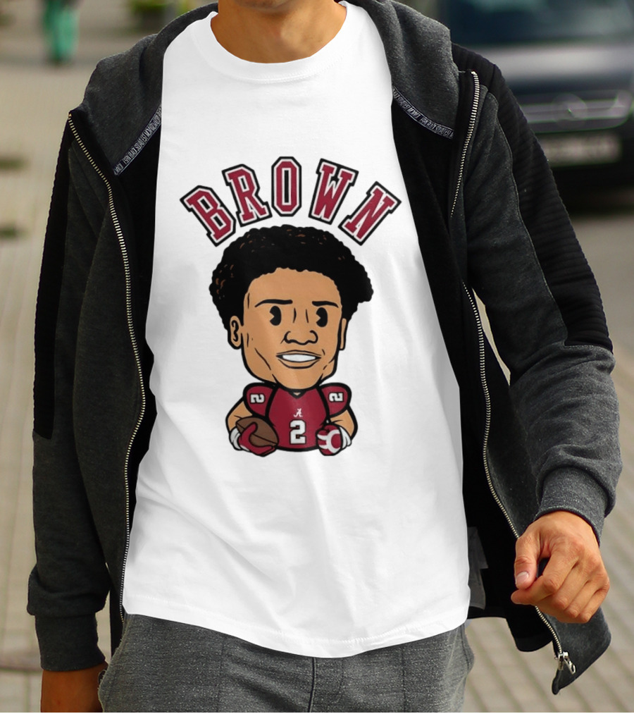NCAA Football Alabama Crimson Tide Number 2 Brown Caricature T-Shirt