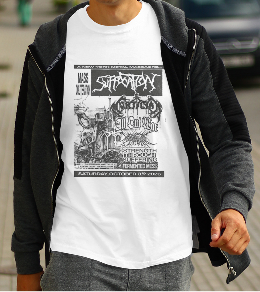 Original Suffocation Amityville New York Metal Massacre October 3rd 2026 Amityville Music Hall NY T-Shirt