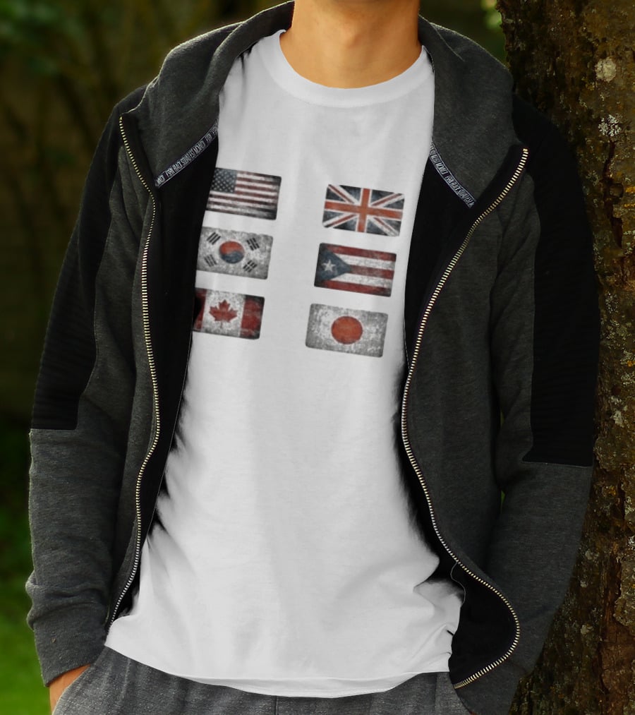 Stealthny Floor 914 World Tour United States United Kingdom South Korea Puerto Rico Canada Japan Flags T-Shirt