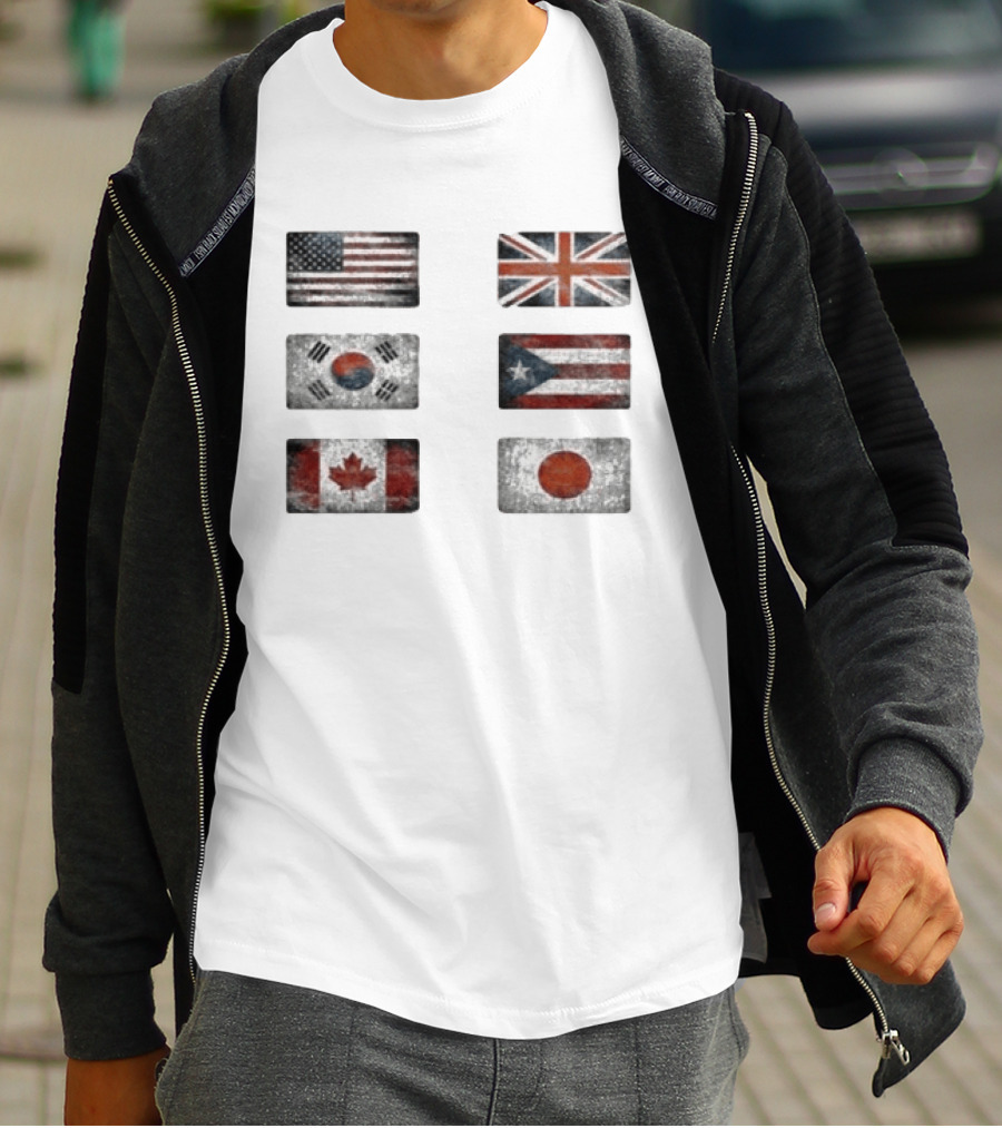 Stealthny Floor 914 World Tour United States United Kingdom South Korea Puerto Rico Canada Japan Flags T-Shirt