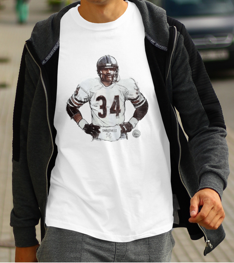 Walter Payton 34 Chicago Bears Sweetness Sketch Football Legend T-Shirt