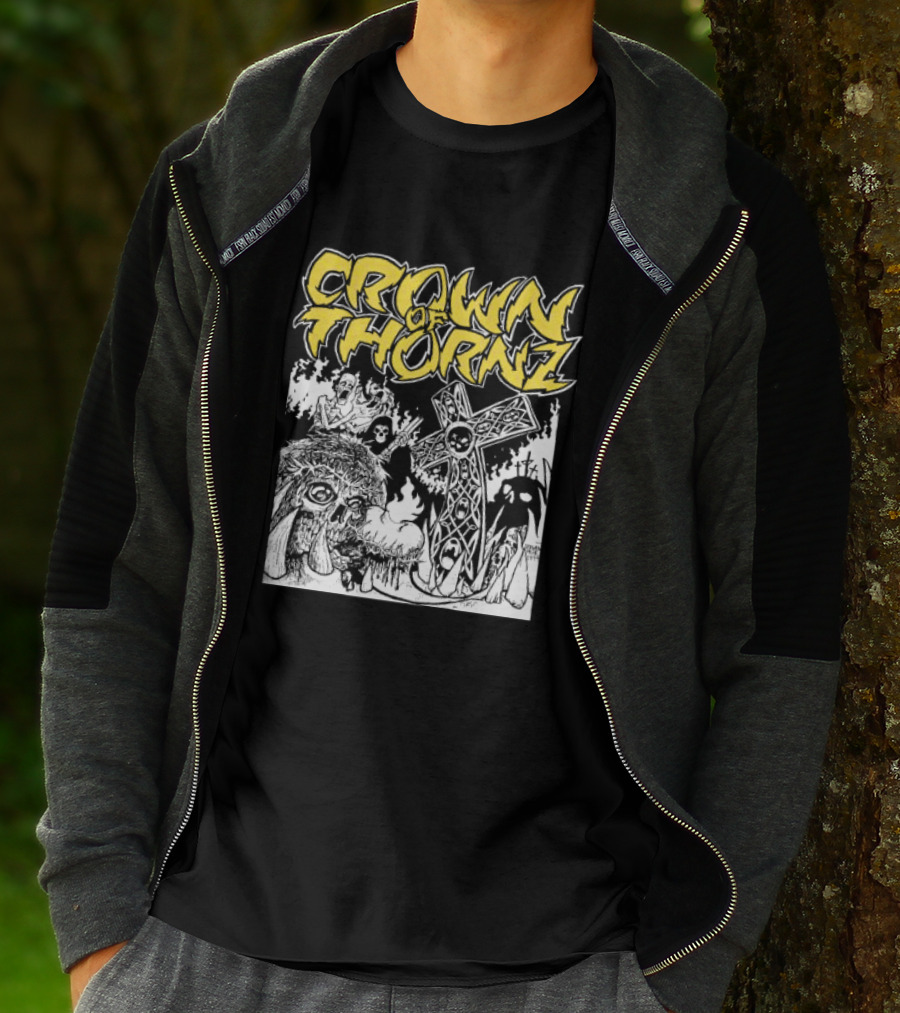 Crown Of Thornz Beyond Human Store No Remorse Graphic Text Cross T-Shirt