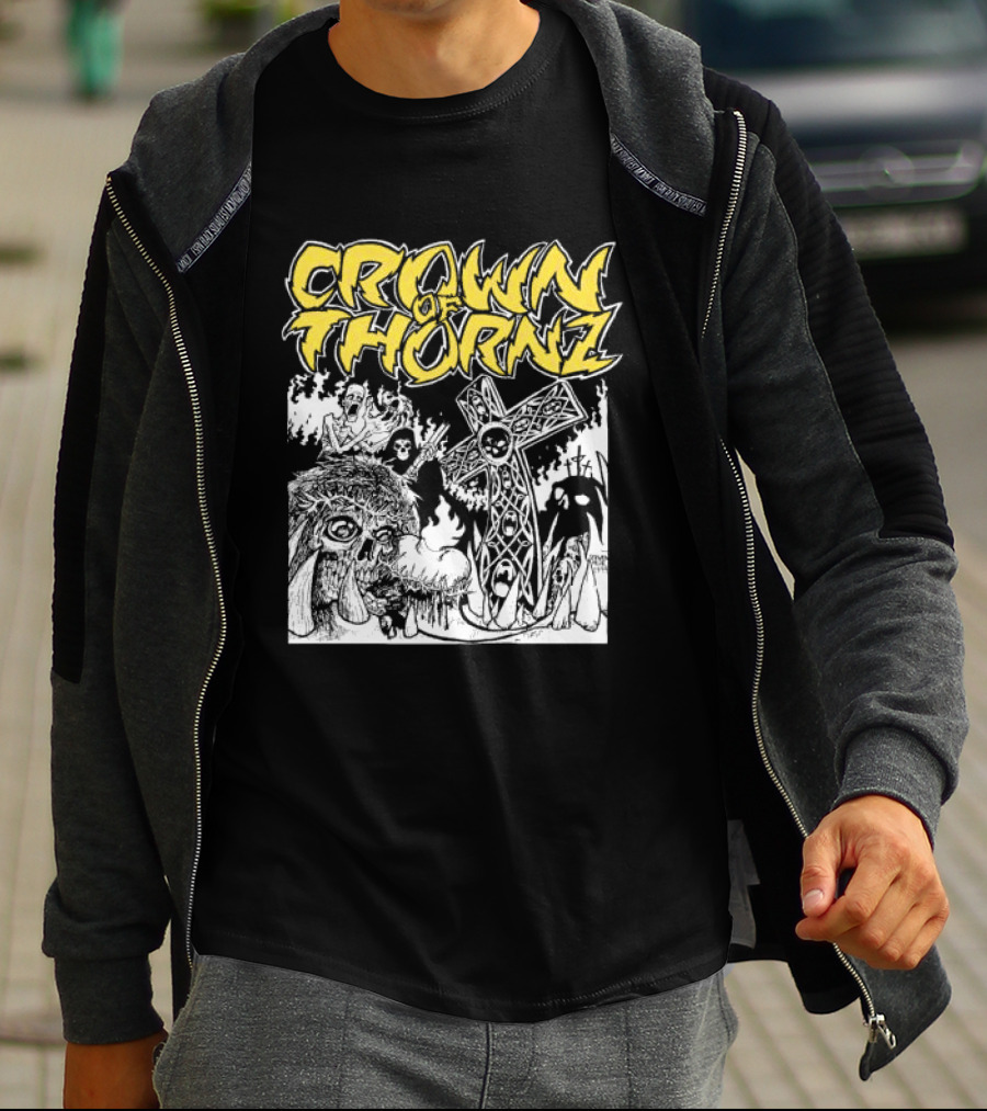 Crown Of Thornz Beyond Human Store No Remorse Graphic Text Cross T-Shirt