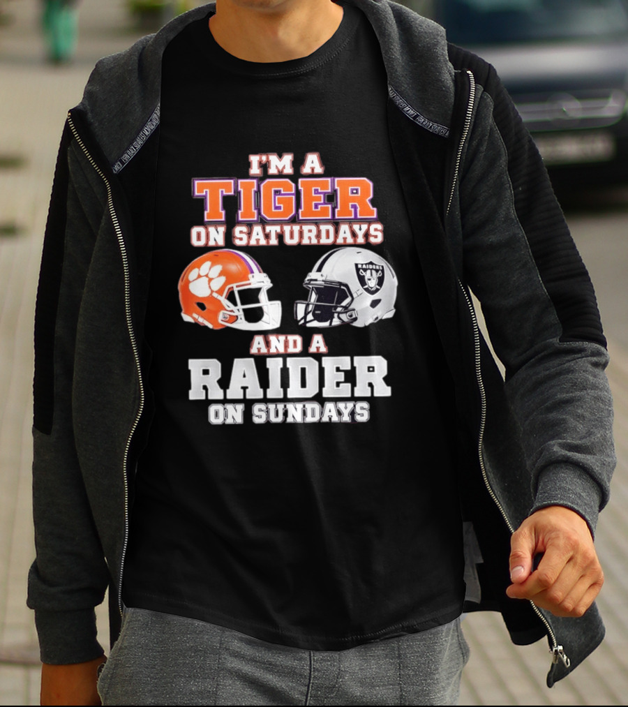 Clemson Tiger Saturdays Raider Sundays Football Fan Helmets T-Shirt