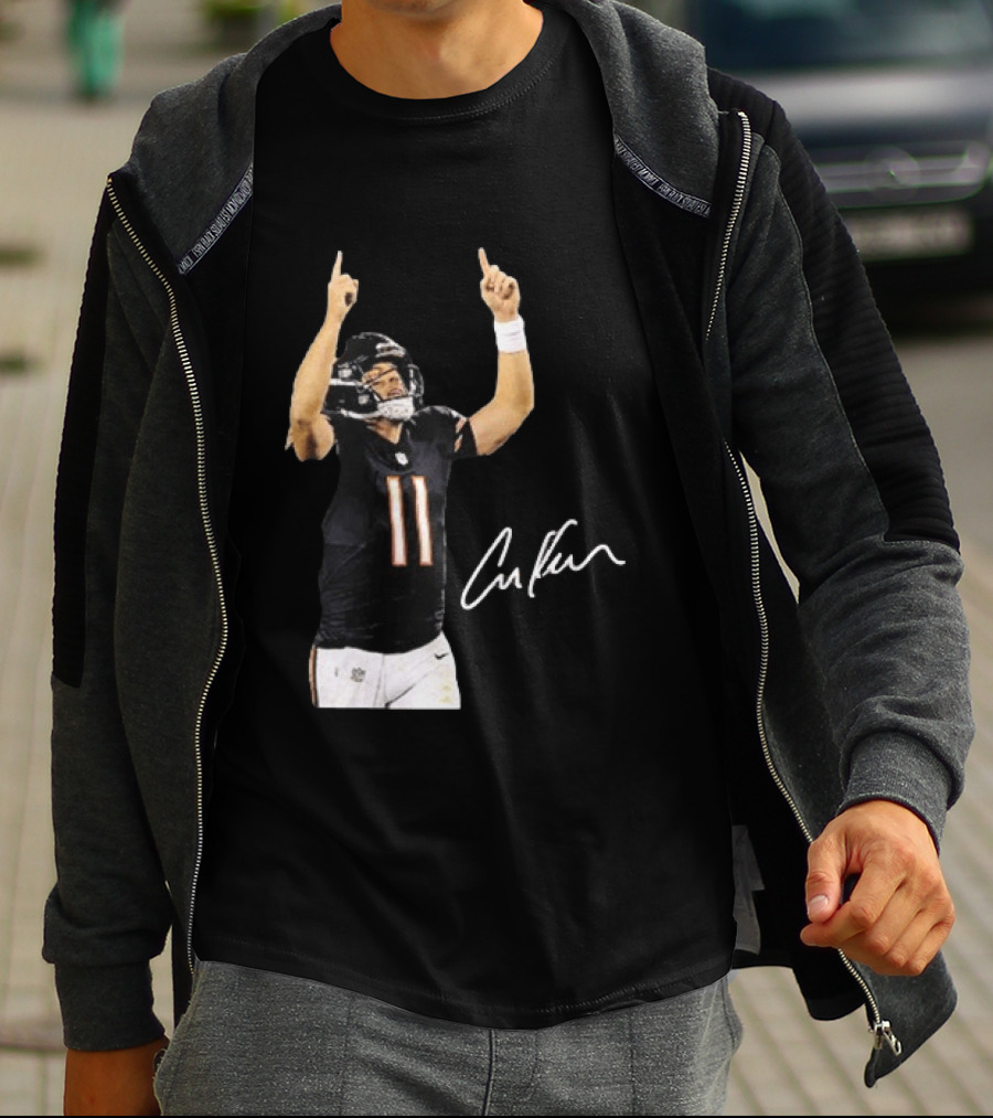 Case Keenum 11 Chicago Bears Football Player Signature Pointing Up T-Shirt