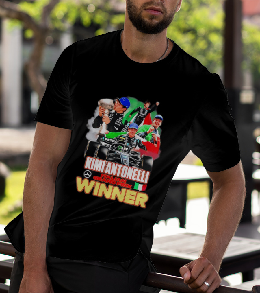 Kimi Antonelli Italian Grand Prix Winner Mercedes Racing Celebration T-Shirt
