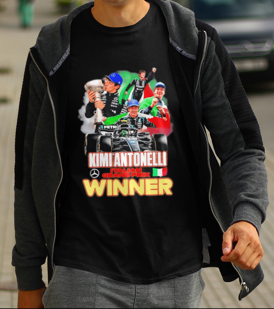 Kimi Antonelli Italian Grand Prix Winner Mercedes Racing Celebration T-Shirt