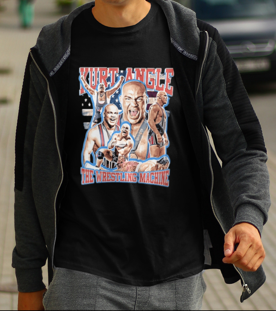 Kurt Angle The Wrestling Machine Bald Wrestler In Singlet Multiple Images T-Shirt