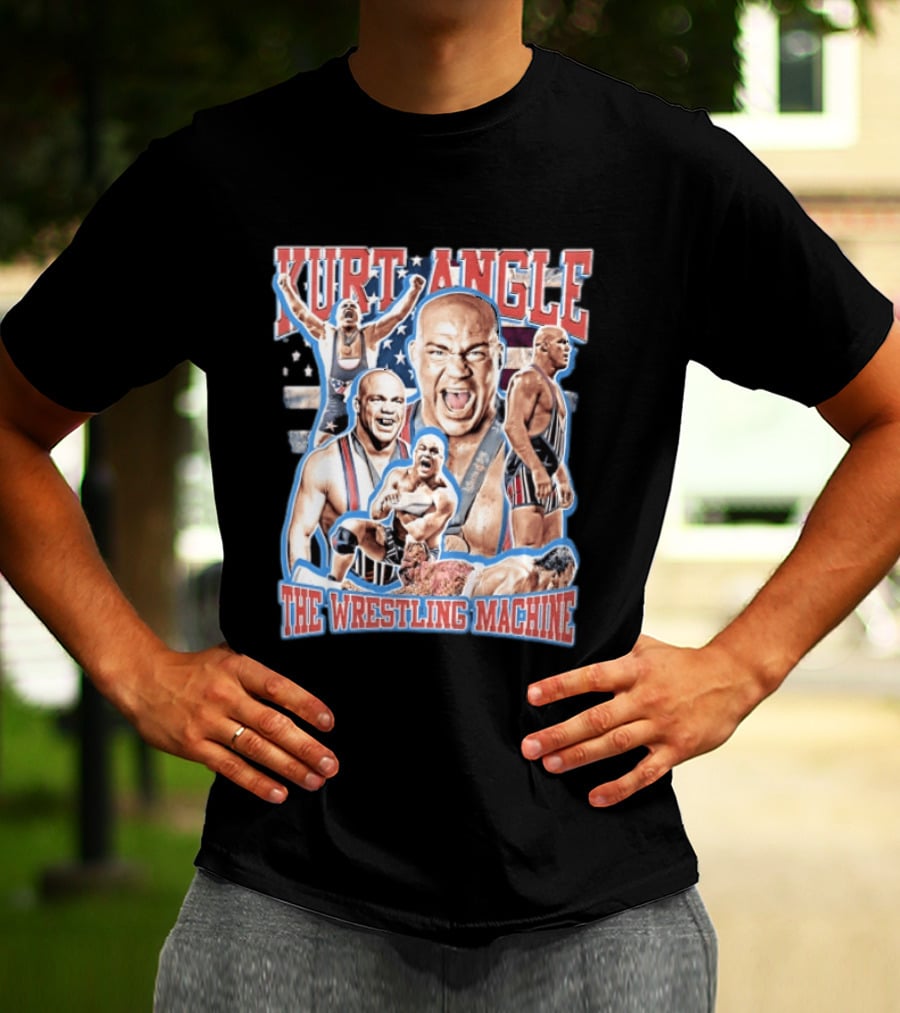 Kurt Angle The Wrestling Machine Bald Wrestler In Singlet Multiple Images T-Shirt