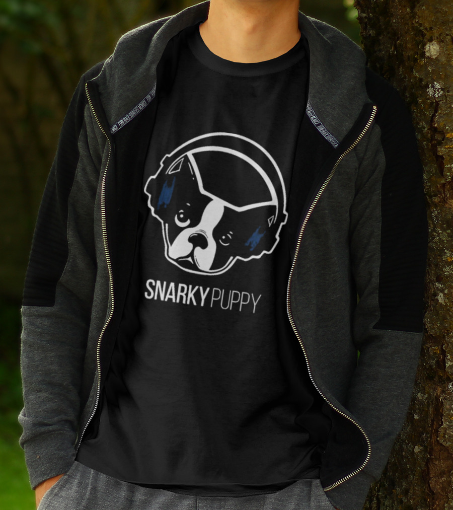 Snarky Puppy Dog With Headphones Music T-Shirt
