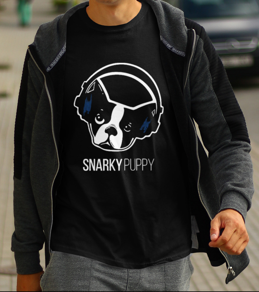 Snarky Puppy Dog With Headphones Music T-Shirt