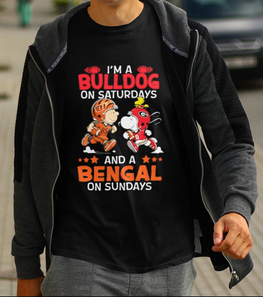 I'm A Bulldog On Saturdays And A Bengal On Sundays Snoopy Charlie Brown T-Shirt