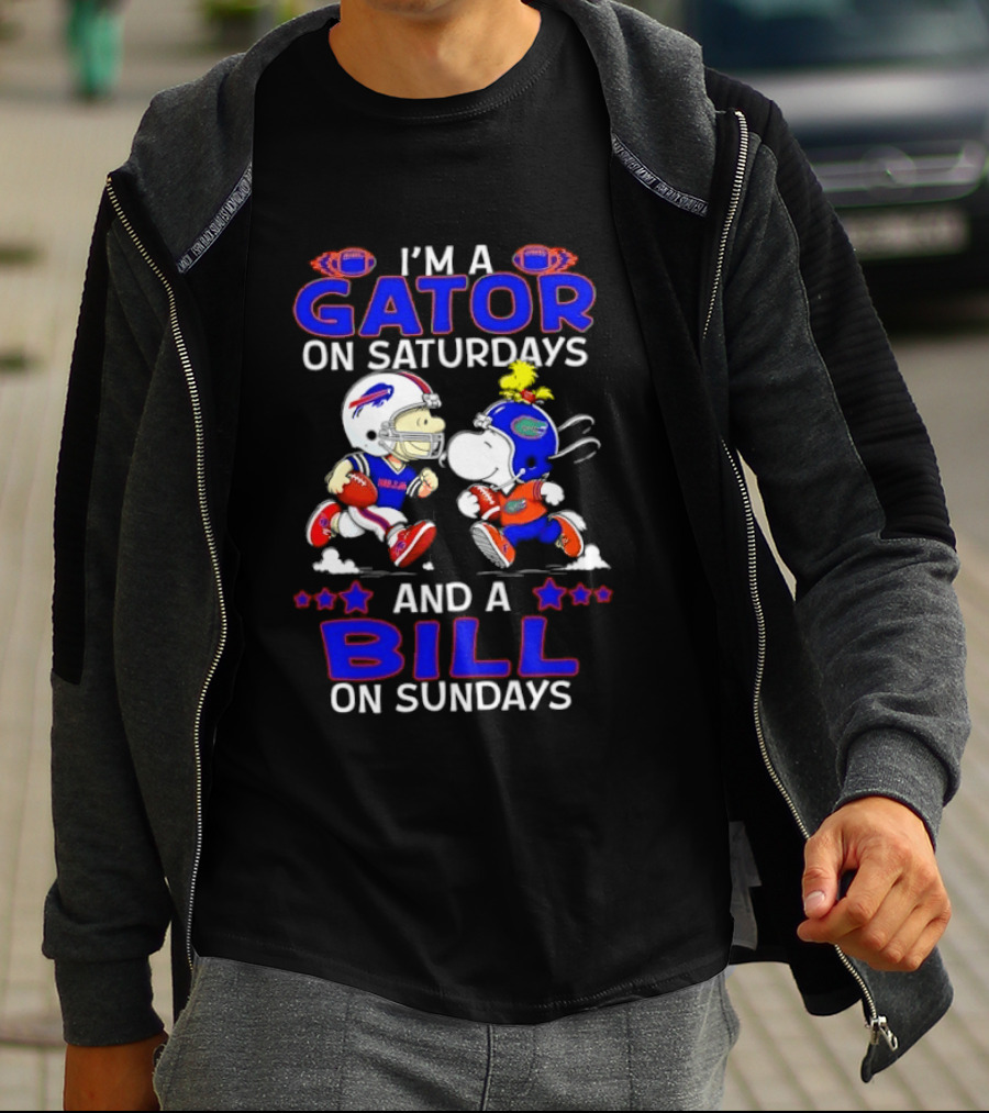 I'm A Gator On Saturdays And A Bill On Sundays Snoopy Charlie Brown Football T-Shirt