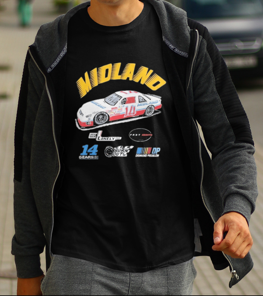 Midland Racing Team Car Fast Wheels Mr. Lonely Co. Burnout DP Driving People 14 Gears T-Shirt
