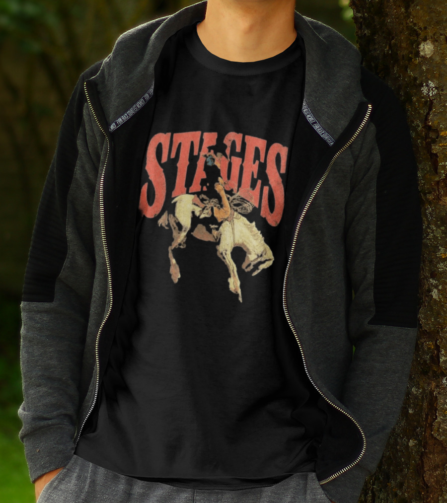 Stages Rodeo Cowboy And Horse Action T-Shirt