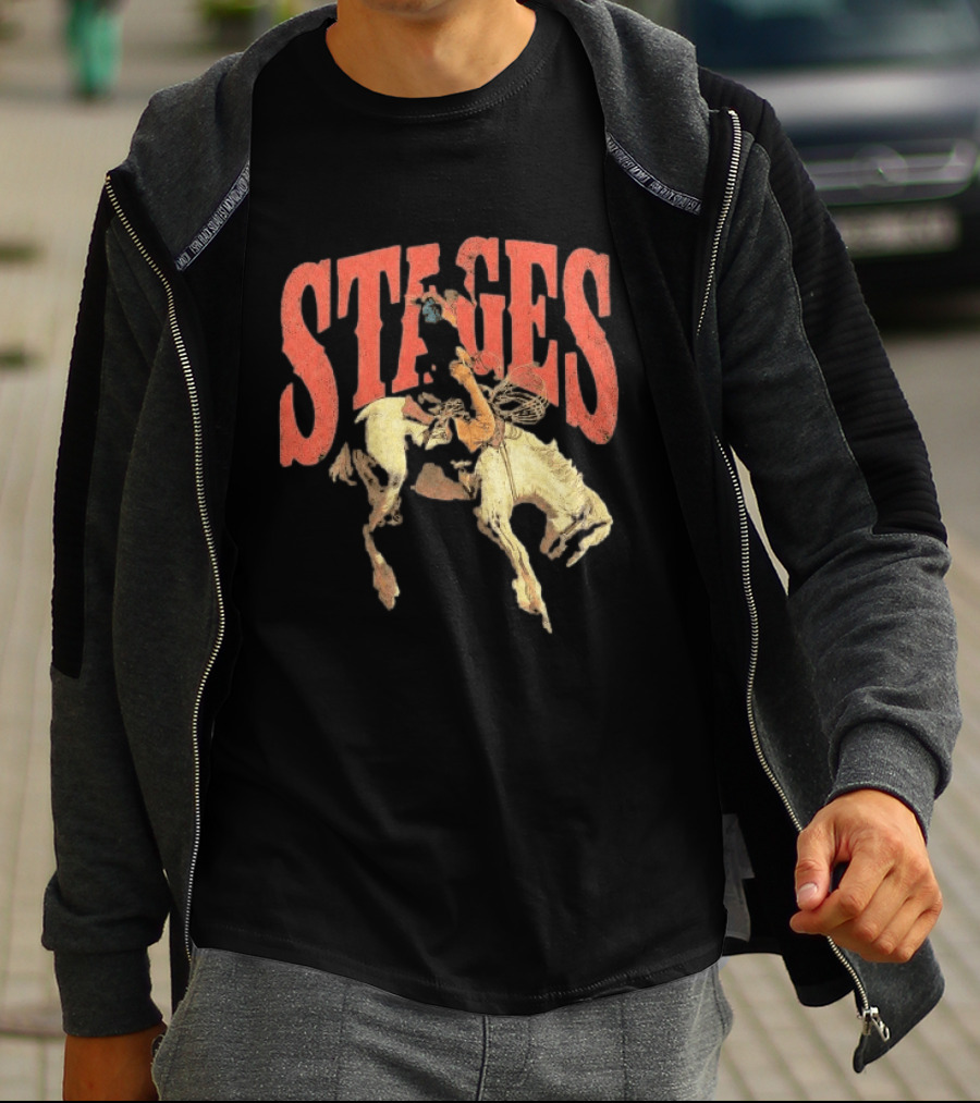 Stages Rodeo Cowboy And Horse Action T-Shirt